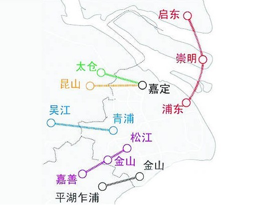 Shanghai is planing six lines to connect Jiangsu and Zhejiang
